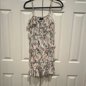 Lush Tropical Print Ruffle Dress